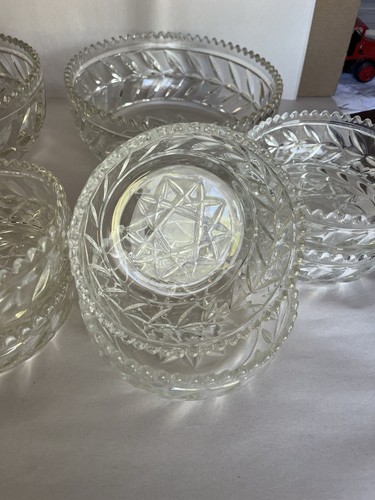 Art Deco Crystal Serving Bowl Set 2 Large Serving Bowls 8 Side Bowls 10 Total - Picture 5 of 14