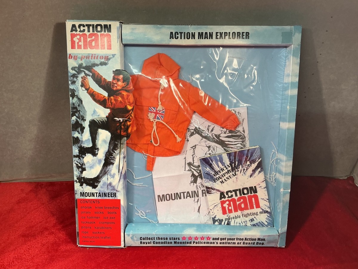 Vintage Action Man 40th Mountaineer Explorer Orange Anorak Jacket Paperwork  Box