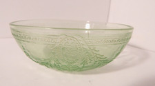 Vintage “Rose Cameo" Green Depression Glass/Uranium Glass  4 inch Diameter