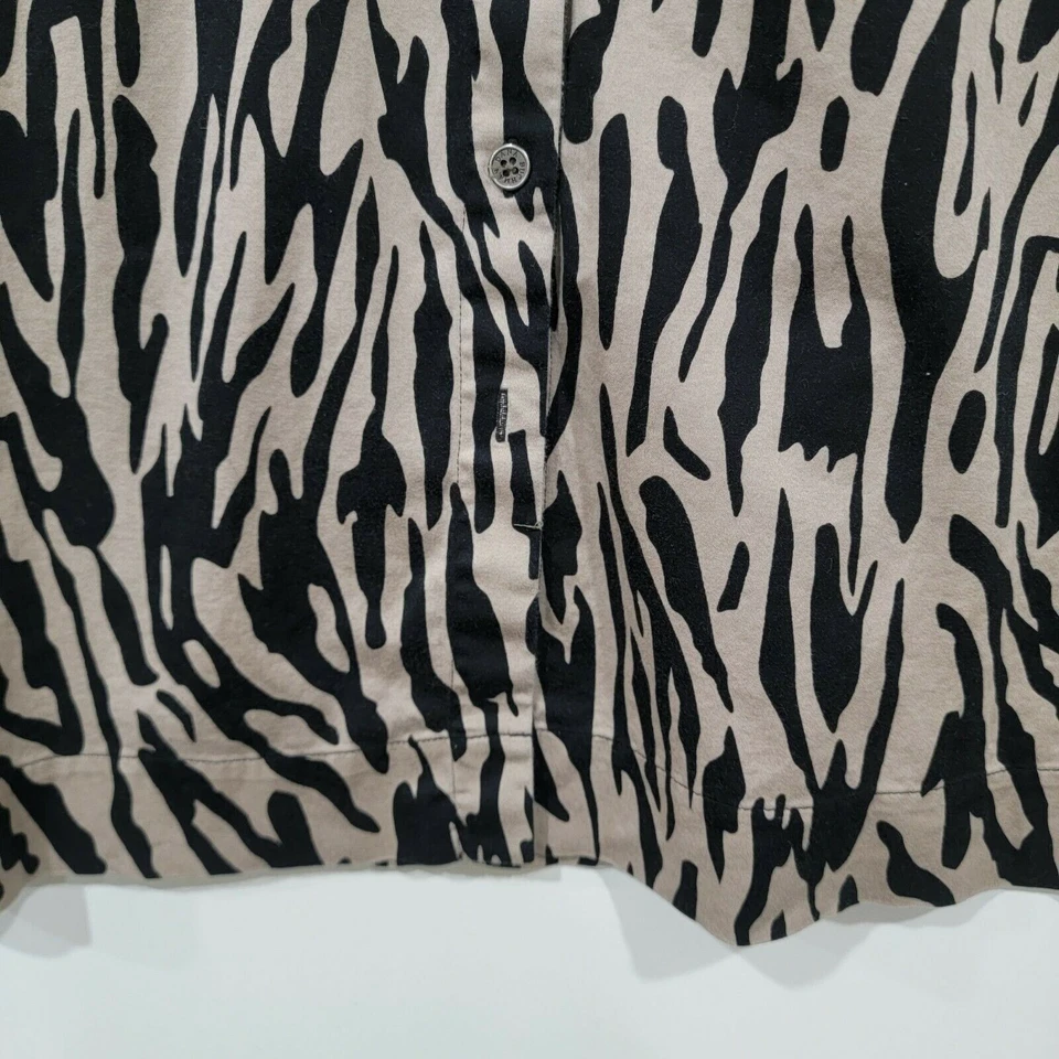 Dana Buchman Womens Size 12 Animal Zebra Print Button Up Shift Dress 90s Classic - Image 3 of 4