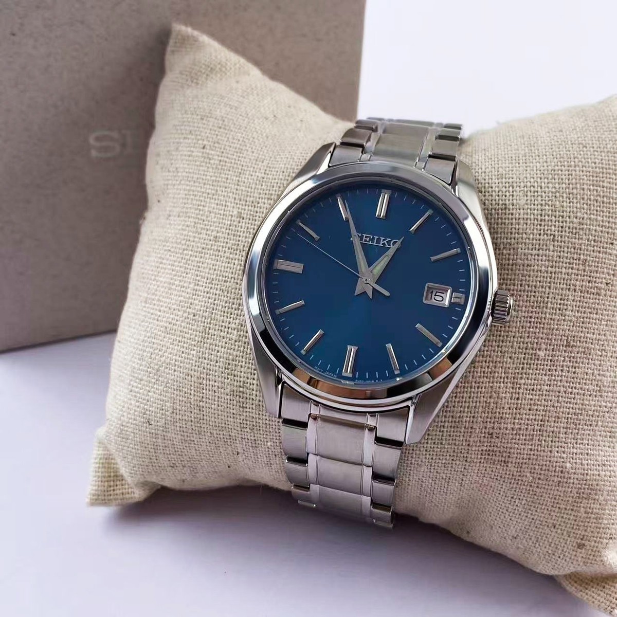 New Seiko Essentials SUR525 Blue Dial Stainless Steel Men's Quartz