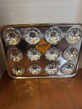 Vtg English Progress BunSheet Deep Fancy C15 Bun mini Bundt Pan 12 Hole Aluminum