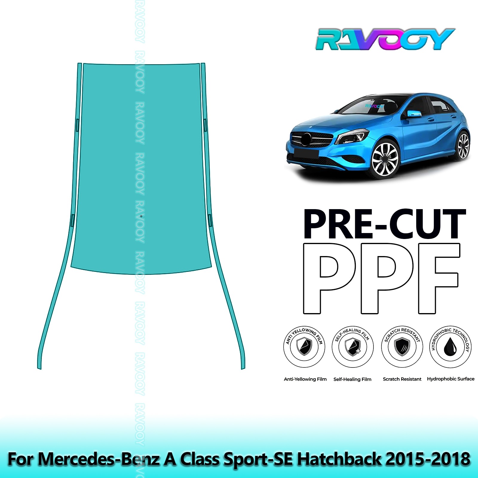 Paint Protection PPF Kit For Mercedes-Benz A Class Sport-SE Hatchback 2015-2018