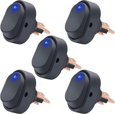 /5Pcs LED Lighted Rocker Switch Toggle 12V 30A SPST 3 Pin On-Off Blue round Dot