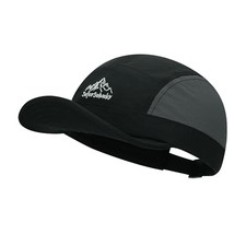 Short Brim 5 Panel Baseball Cap Fashion Flat Bill Cap One Size Black