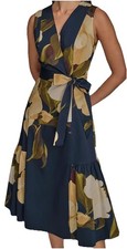 STUNNING NWT Donna Karan New York Women's Printed Faux-Wrap Midi Dress, 10, $179