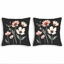 Elegant Floral Throw Pillow Covers - Set of 2 18x18in Cushion Cases