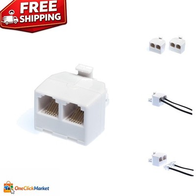 Compact 2-Pack RJ11 Telephone Splitter - Ideal for Connecting Multiple Devices