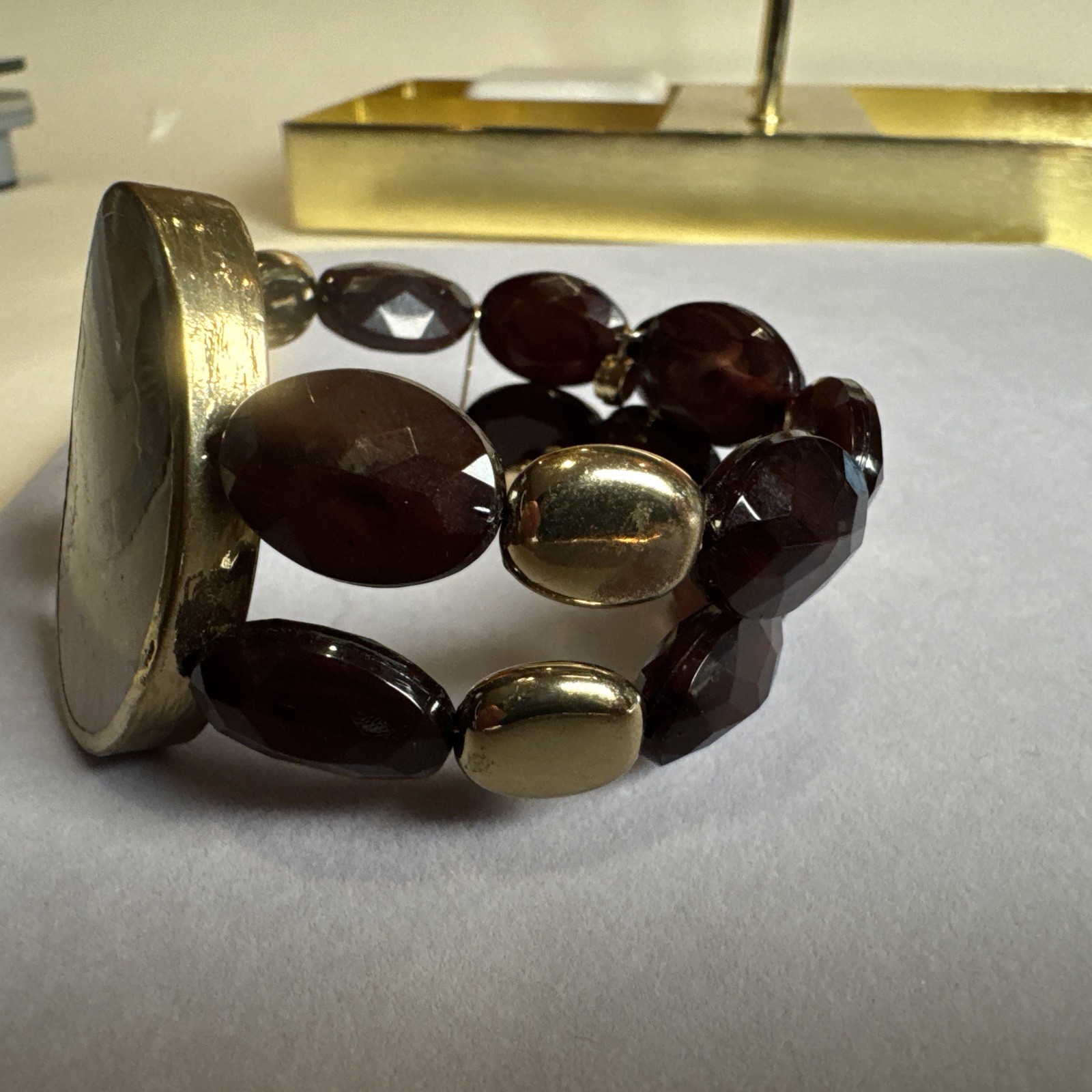 Abalone Shell Statement Stretch Cuff Bracelet Pla… - image 11