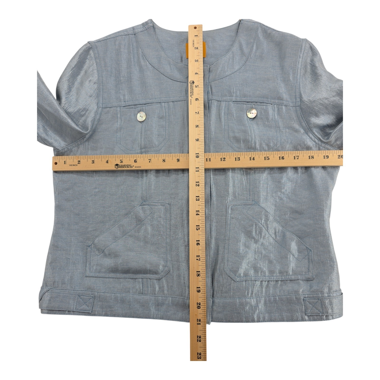 Ruby Rd Women’s Light Blue Shimmer Button Front J… - image 9