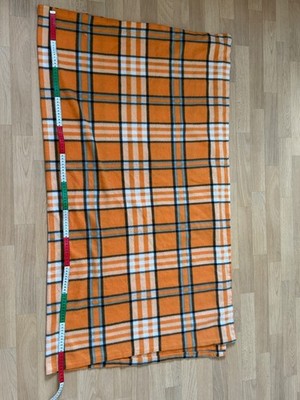 Decke sehr weich flauschig kuschelig Fleece kariert blau  orange weiß