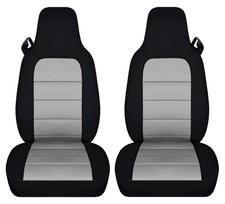 Front Set Bucket Seat Covers Fits 2013 To 2015 Mazda Mx-5 Miata Black Silver