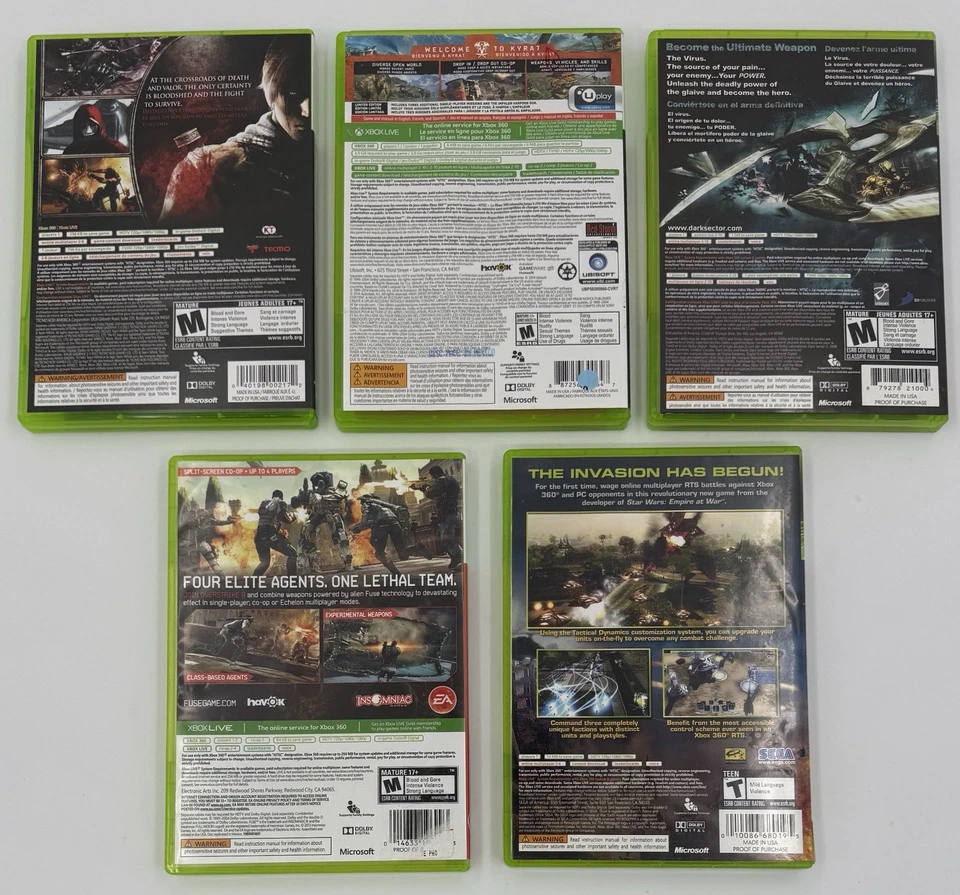 Лот товаров Xbox 360: Dark Sector Ninja Gaiden 3 Far Cry 4 Fuse Universe At War бесплатная доставка - Изображение 2 из 4