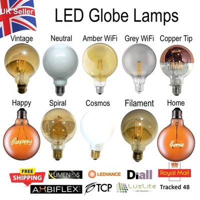 LED Globe Birne Lampe G95 G125 2W 4W 6W 7,5W 8W Filament matt gelb B22 E27 WW