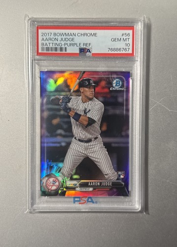 2017 BOWMAN CHROME PURPLE REFRACTOR #56 AARON JUDGE ROOKIE RC /250 PSA 10