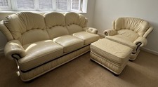 Pendragon, Genuine Italian Cream leather. 3 item sofa suite.
