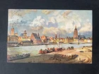 German Reich 1913 Postcard Art Card Old Frankfurt Main Ships Horses Loading