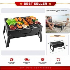 Barbecue Portable Mini Charbon Pliable 35x27x19.5cm Noir