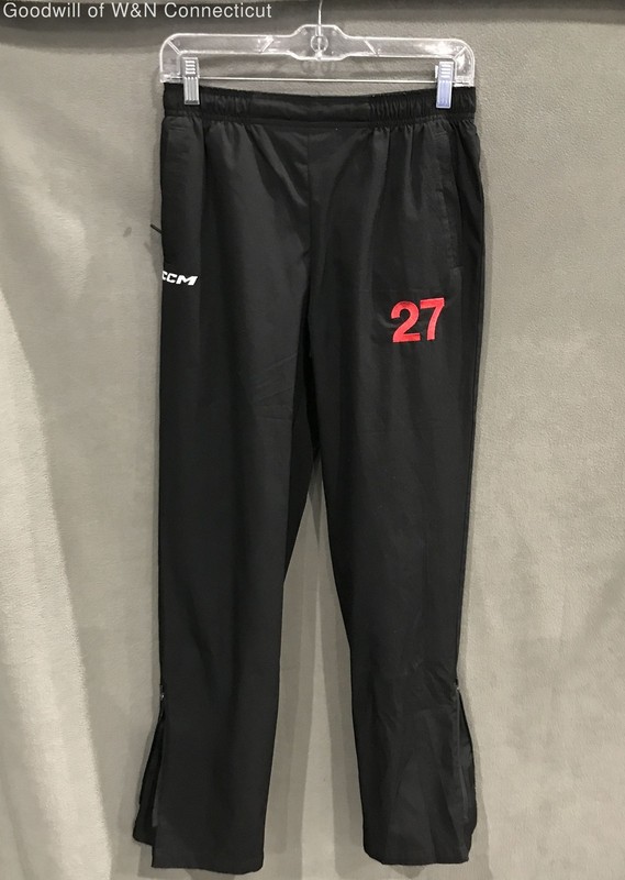 CCM Youth Hockey Warm-Up Track Pants Black Red 27 Graphic Sz XL