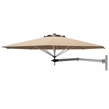 8 Ft. Wall Mounted Cantilever Patio Umbrella Parsol with Adjustable Pole in Beig