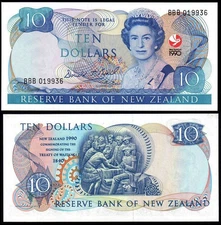 NEW ZEALAND 10 DOLLARS (P176) QEII COMMEMORATIVE ISSUE PREFIX  BBB- UNC