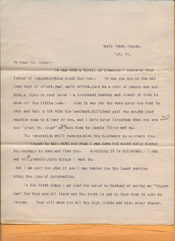 Wonderful 1912 Correspondence From Eagle Point Oregon Praising Medford & State