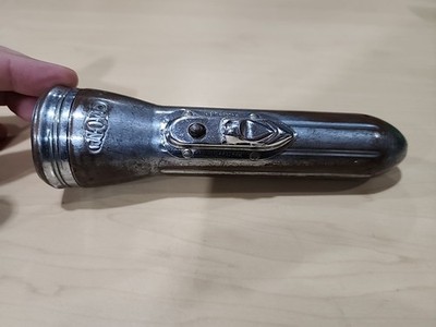 Vintage Working Ray-O-Vac Bullet  2-Cell Torpedo Shaped Flashlight Great Clean
