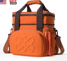 Dual Compartment Lunch Bag, 12L Insulated Leakproof Lunch Box, 13 Cans Capacity 