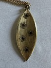costume jewelry lot 3 brooch necklace Leaf rhinestone Gold Tone Mx10 — photo 6