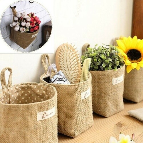 Mini Canvas Hanging Organizer Bag for Bedside Door Wall Mounted Storage - Picture 3 of 25