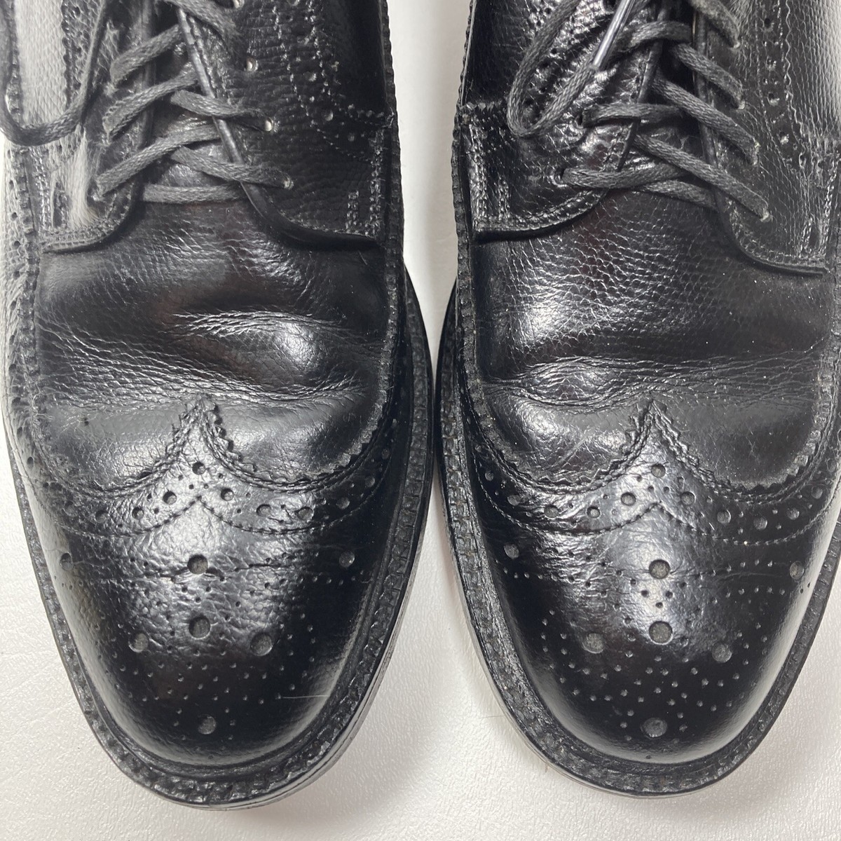 Vintage Hanover Master-Flex Black All Leather Wingtip Oxfords USA Sz 12 E/C Hanover Masterflex Black Mens Sz 8.5 Lace Up Wing Tip Oxford  main image 4