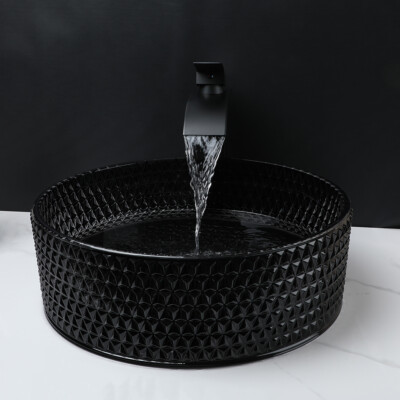 Matte Bathroom Vessel Sinks With Match Style Faucet Glass Vanities Wash Bowl Set