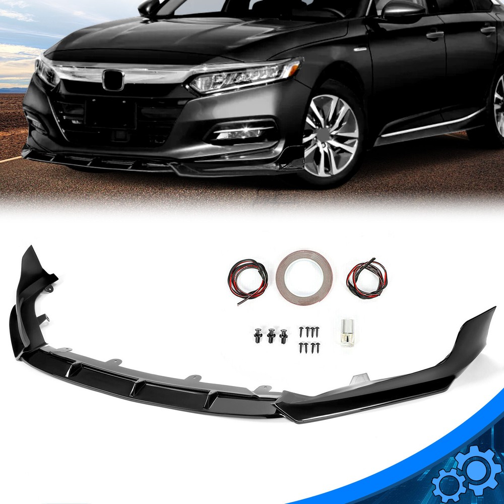 For 2018-20 Honda Accord Painted Glossy Black Front Bumper Lip Splitter Body Kit