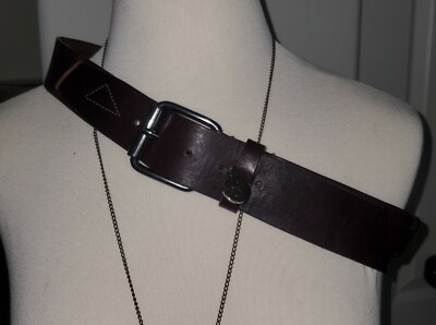 Dondup Dark Brown Leather Double Buckle Belt- Size 85/US 31