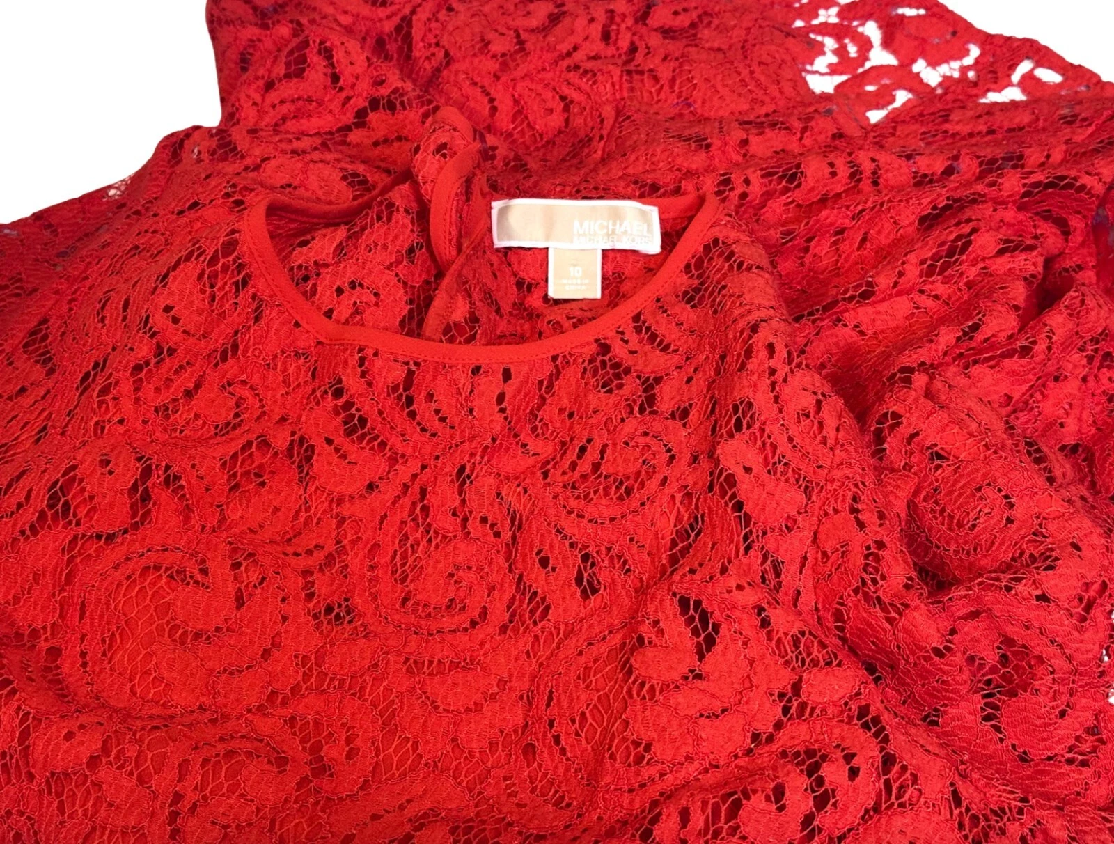 Abito Michael Kors pizzo granatina foderato godet sexy lunghezza ginocchio arancione taglia 10