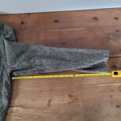 FLAX brand dark gray heathered 100% linen button down jacket shirt Large lagen - Picture 5 of 9