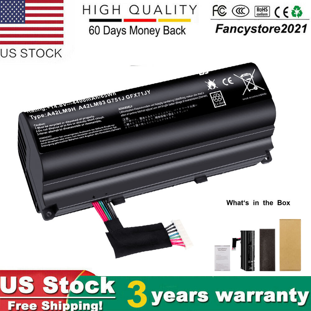 Batterie D'ORIGINE ASUS A42N1403 A42LM93 4ICR19/66-2 G751J-BHI7T25