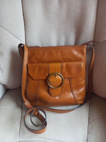 Marks Spencer Vintage Brown Tan Leather Messenger Shoulder Cross Body  Bag - Picture 1 of 10