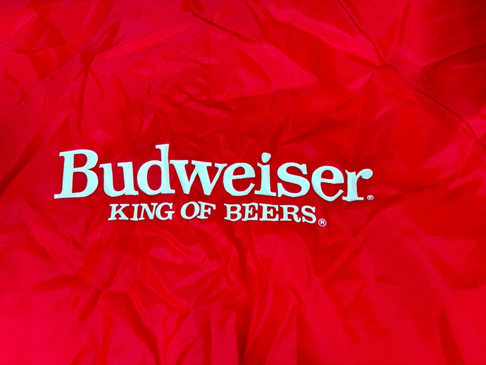 Vintage Cardinal Budweiser Windbreaker Jacket Red Snap Nylon XL VTG Beer - Image 3 of 4