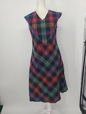 Vintage 1960s Plaid Dress, Metal Zipper, Medium