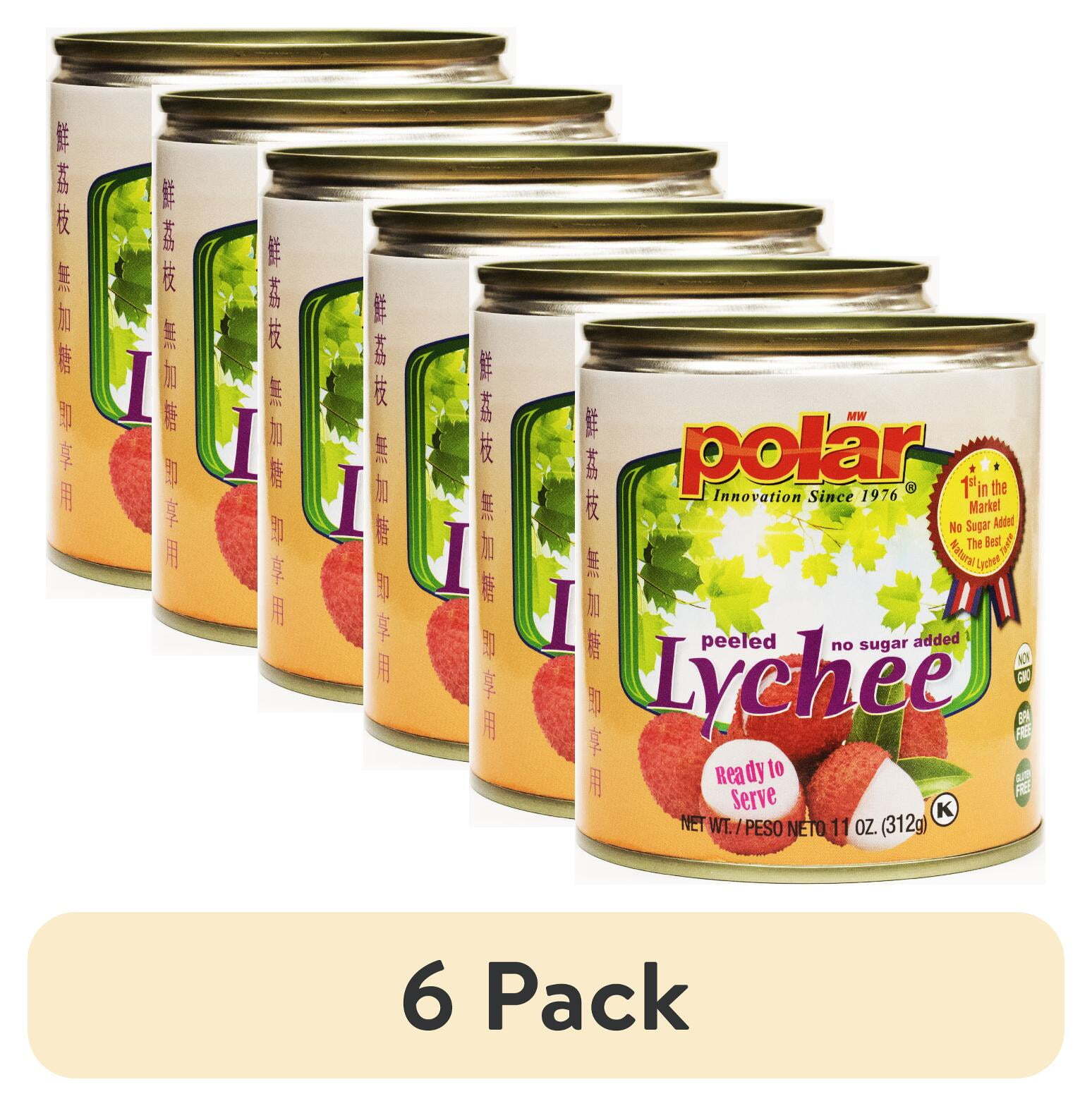 (6 pack) Peeled Lychee No Sugar Added, 11 oz Can，2.94 x 2.94 x 3.25 Inches