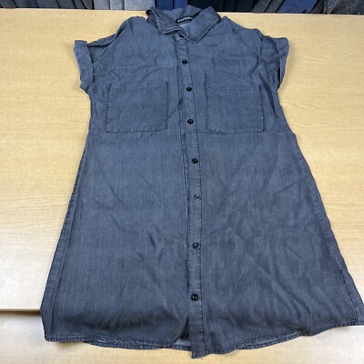 Zilcremo Women Denim Shirt Dresses Short Sleeve Jean Dress Button Small |  eBay