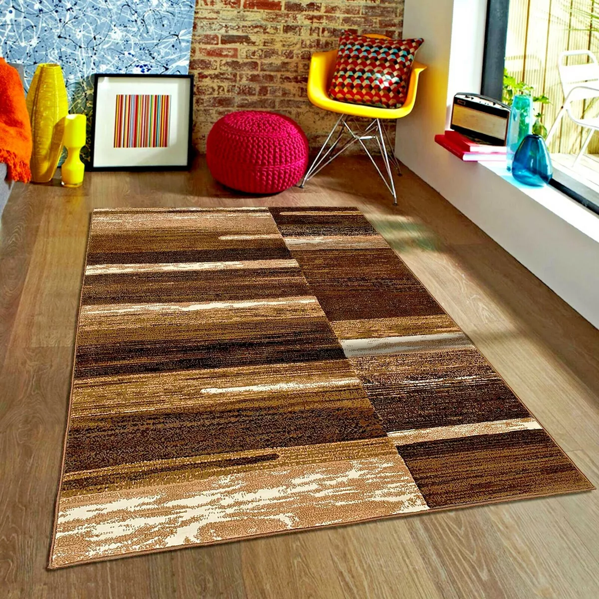 RUGS AREA RUGS 5X7 AREA RUG CARPETS MODERN LARGE BEDROOM BROWN LIVING ROOM RUGS