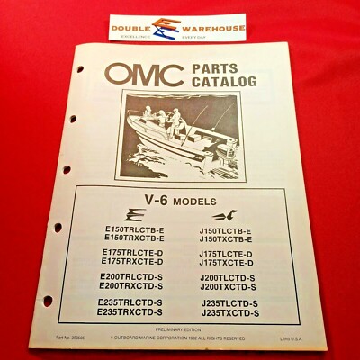 1982 OMC V-6 Models Parts Catalog 393505 Evinrude Johnson Manual