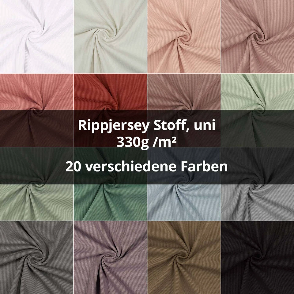 FITZIBIZ Rippjersey Stoff, Rib Jersey, uni (Meterware ab 0,50m)