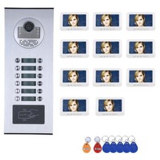 7" color TFT LCD 11 Apartment RFID IR Video Door Phone Intercom System Doorbell