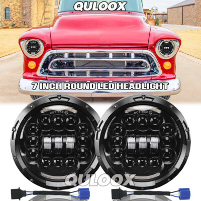 7'' round LED Headlights Hi/Lo For Chevy Truck 47-1957 C20 30 Pickup 61-1974