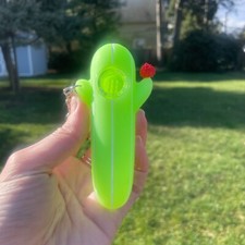 4" Cactus Silicone Glow in the Dark Pipe Tobacco Smoking Pipe Cactus Keychain