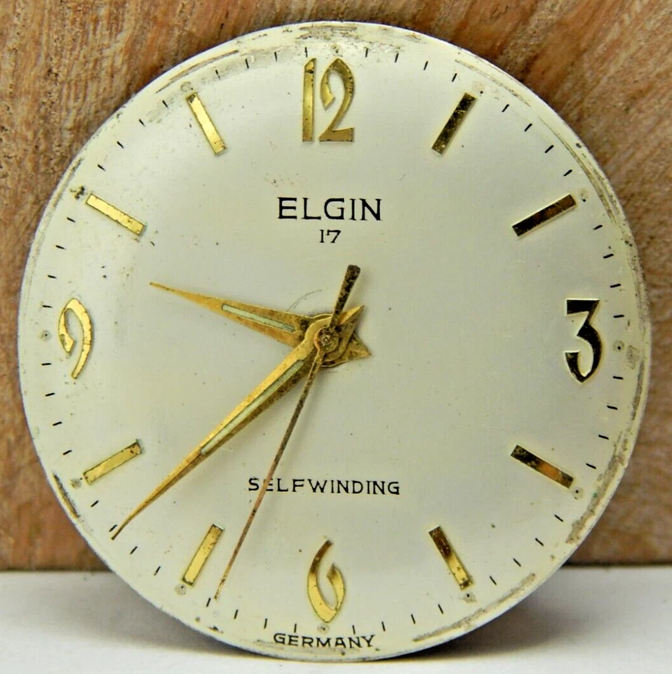 Vintage Elgin 756 PUW 1260 automatic men's wrist watch movement w/ dial & hands - Image 2 of 4