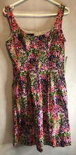 NWT Womens Nine West Pink Combo Floral Pleated Fit & Flare Dress w/Pockets SZ 8
